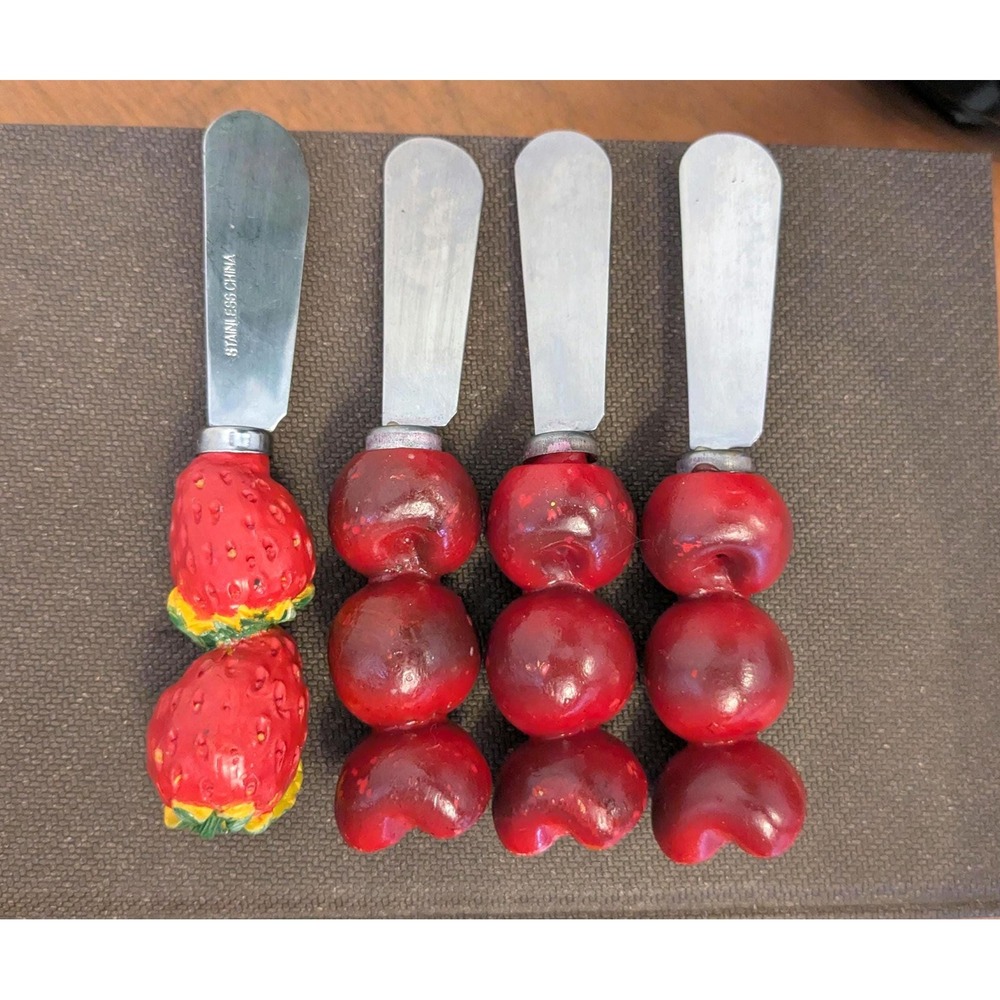 Mignon couteau pour fromage ou trempette - thématique fruit (fraise et nectarine